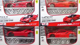 Maisto 1/24 Mini Car Assembly Kit Let's open and complete 4 Ferraris ♪