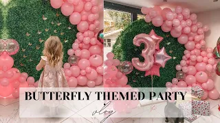 DIY BUTTERFLY THEME 3RD BIRTHDAY PARTY PREP | BALLOON ARCH, DECORATE, & CAKE | PETITE SIDE OF STYLE