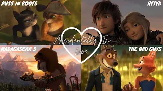 Accidentally In Love - DreamWorks couples (Puss In Boots, HTTYD, Madagascar 3, and The Bad Guys) AMV