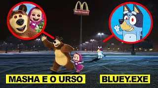 Meu drone captura Masha e o Urso com Bluey.exe de todas as séries de desenhos animados