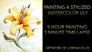 Painting a Watercolor Lily - 9 Hour Flower Painting Time Lapse