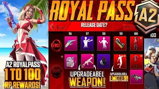 A2 ROYAL PASS 1 TO 100 REWARDS 🔥 A2 ROYAL PASS LEAKS | FREE UPGRADABLE M416 AND UMP GUN AT LEVEL 50