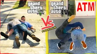 GTA 5 vs GTA 4 Parkour Physics Ragdoll Comparisson