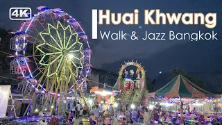 【4K / Huai Khwang Night】Night market around local town Huai Khwang with 4K.