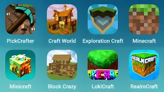 PickCrafter, Craft World, Exploration Craft, Minecraft, Minicraft, BlockCrazy, LokiCraft, RealmCraft