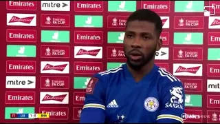 moment kelechi iheanacho speaks pidgin English in a post match interview at Leicester 😂