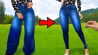 O Truque mais Fácil do Mundo de Como Apertar Calça Fácil Rápido Recycling and sewing tips for jeans