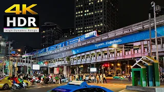 4K HDR // Night Walk in Bangkok | BTS Asok to Phrom Phong | Thailand 2022