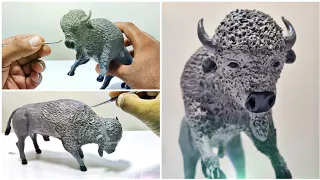 Clay Scupting : Diy - American Bison with clay | Polymer clay tutorial | Clay modelling | Clay Art