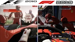 F1 Game Comparison (2010 - 2019 PIT Stop Gameplay Comparison)