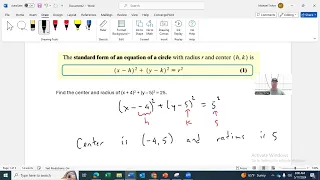 Finding The Center and Radius of an Equation.