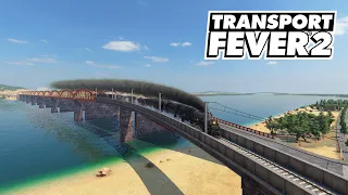 Transport Fever 2 - Большой авто и ж/д мост! #17