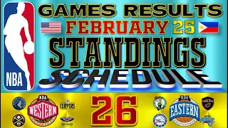 NBA Standings today | NBA games today February 25, 2024 GAME RESULTS TODAY | Schedule & Scoreboard