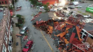 04-28-2024 Sulphur, OK - Extensive Tornado Damage in Downtown - Buildings Destroyed *Drone*