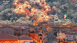 Horrible:1 hour after warning Campi Flegrei volcano eruption,as earth rises,rumbling across land