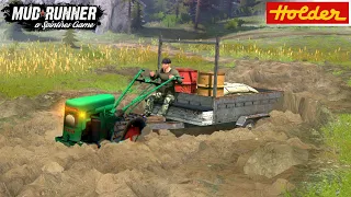 Spintires: MudRunner - HOLDER Power Tiller Is Driving Through The Mud