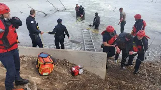 Caught on Video: Officers fall through ice attempting to rescue teens