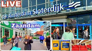 🔴 Amsterdam to Zaandam by Train LIVE | Zaandam Shopping Centre Walking Tour