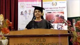 Dr. Astha Dayal is giving the feedback about the World Laparoscopy Hospital