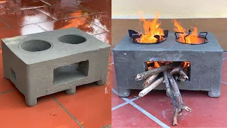 The Idea Of Making Outdoor Wood Stoves From Foam Barrels And Cement