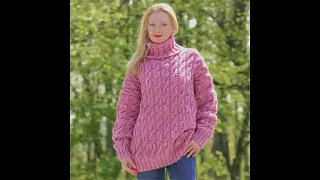 Pink purple organic wool sweater by SuperTanya