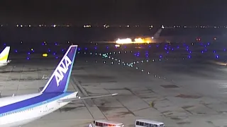 Moment Japan plane catches fire on runway | Raw video