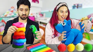 QUEM FEZ A MELHOR ESCULTURA DE MASSINHA SÓ COM TRÊS CORES | Gabriel e Shirley 2.0