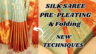 SAREE PRE-PLEATING & FOLDING WITH NEW TECHNIQUES FOR BEGINNERS ✅ #tutorial #viral #trending #saree