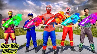 Nerf War Movies: Team Spiderman X Warriors Nerf Guns Fight Criminal Group Battle in Monster World