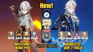 NEW Spiral Abyss 4.6 Floor 12 (9⭐️) Arlecchino Mono Pyro & Neuvillette Vape | Genshin Impact!