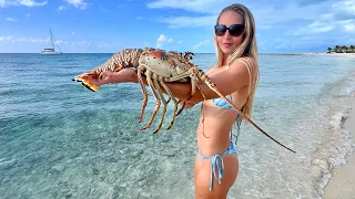 GIANT Lobster! Bahamian Style (Catch, Clean & Cook)