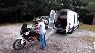 How I use a winch to load my adventure bike in my Sprinter van