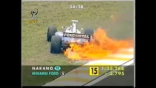 1998 F1 Brazilian GP-FP1 - Shinji Nakano engine blow up and caught fire