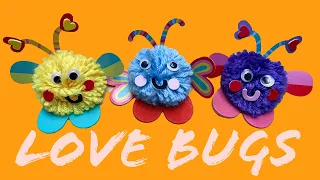 Learn Colors Numbers and Shapes | Create DIY Valentine's Pom Pom Love Bugs & Decorate Cupcakes Craft