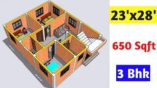 23 x 28 house plan || 23 x 28 house design || 650 Sqft