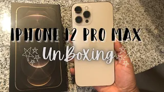 GOLD IPHONE 12  PRO MAX UNBOXING| First Impression & Set up!