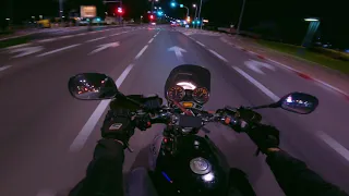 Night ride in suburbia. | YAMAHA YBR 250 + Wind Guards [4K]