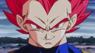 Vegeta transforms into ssj god.