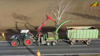 Sturmschäden - Traktor Fendt 942 & Jenz Hacker Bäume häckseln Holzernte Forstwirtschaft wood chipper