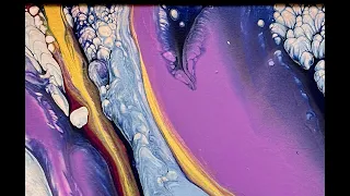 Pouring/Fluid acrylic. Unexpected 3D effect and my favorite beautiful purple!