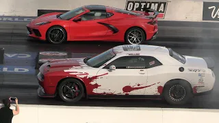 C8 Corvette vs Hellcat Redeye - drag racing