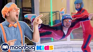 BLIPPI Goes Indoor Skydiving - Amazing Flying Tricks | Fun & Educational | Moonbug Play and Learn