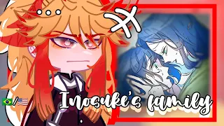 •|Hashiras react to Inosuke's Family|• // KNY // Gacha club 🇧🇷/🇺🇸