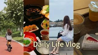 Daily Life Vlog| Living in China Dairies| Biking| Japanese ShabuShabu | Seaside cafe | Beach time