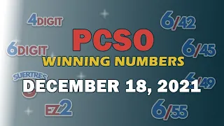 P30M Jackpot Grand Lotto 6/55, EZ2, Suertres, 6Digit, and Lotto 6/42 | December 18, 2021