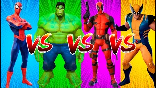 SUPERHEROES COLOR DANCE CHALLENGE Spider-Man vs Hulk vs Deadpool vs Wolverine