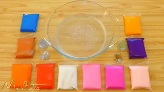 Mixing Soft Clay Bags and Glitter Into Clear Slime | SLIMESMOOTHIE | Most Satisfying Slime Videos |