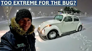 1970 VOLKSWAGON BEETLE VS -21Fahrenheit Snow Storm Night Drive (POV)