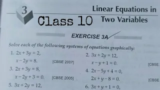 Linear Equations in two Variables| Exercise 3A Q1 to Q5 | Class 10 | CBSE | Rajmith study