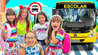 Jéssica Ensina as Regras do ônibus escolar com amigos - FT MC Divertida e Laurinha e Helena